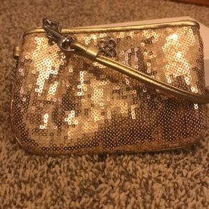 COACH Juli Op Art Gold Sequin Wristlet